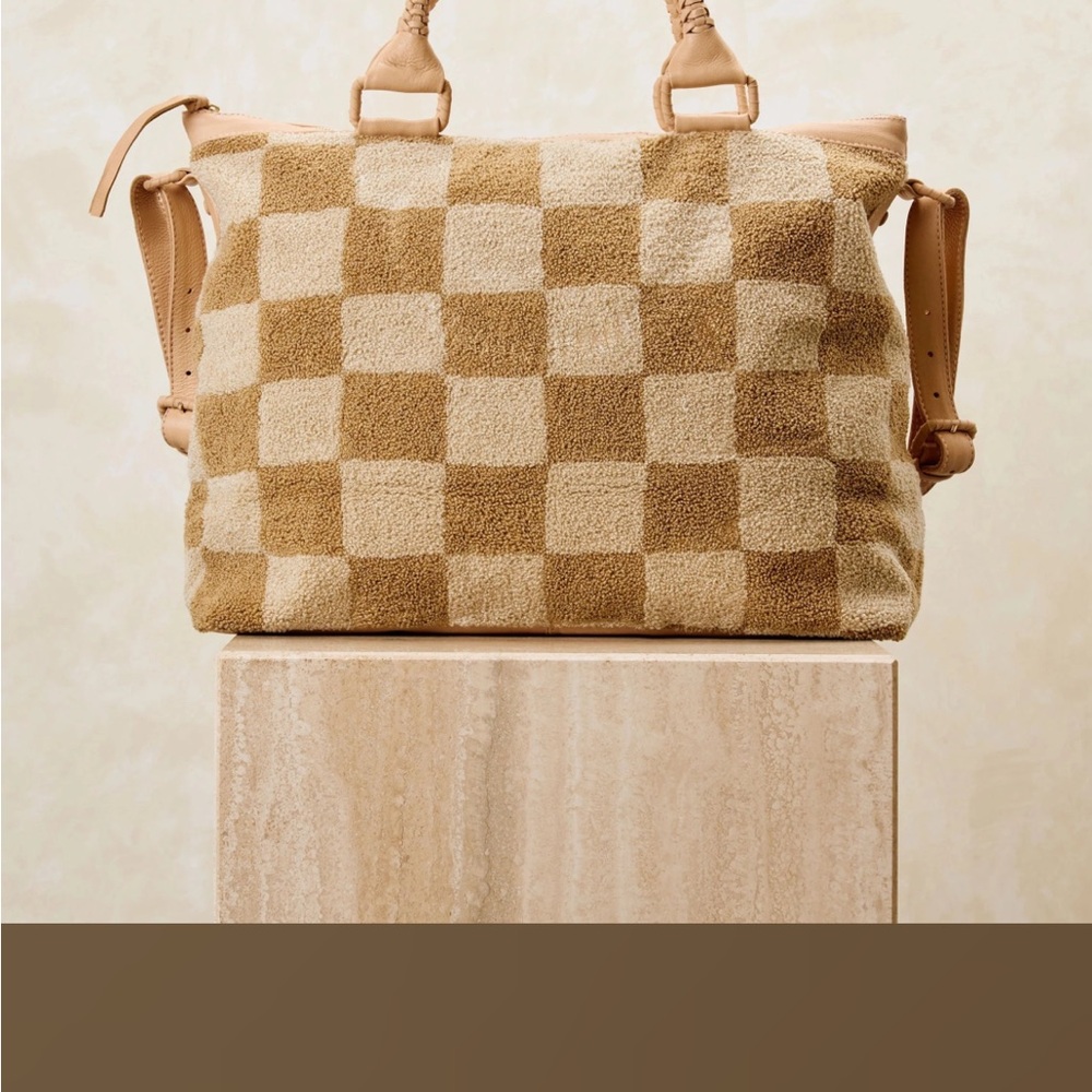 Checkered Tan and Cream Women's Bag